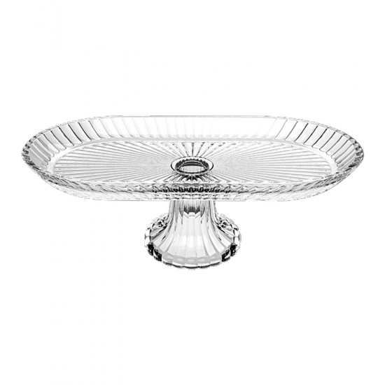 Prato Oval Com Pé 28cm Comprimento Por 14cm De Largura Em Vidro